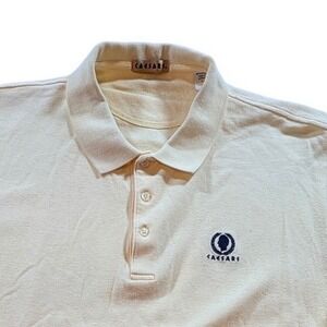 Caesars Palace Polo Shirt Mens Large Yellow Cotton Short Sleeve Embroidered Logo